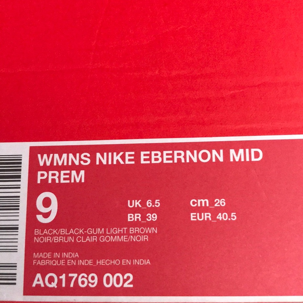 NWT Nike Ebernon Mid Prem Suede Black W AUTHENTIC - Picture 8 of 8